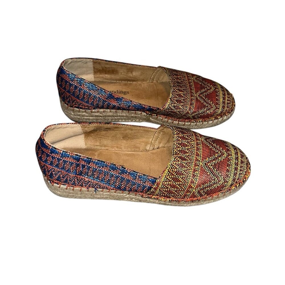 Soft Surroundings Nissa Espadrille Metallic Tribal Aztec Print Boho Shoes Sz 9